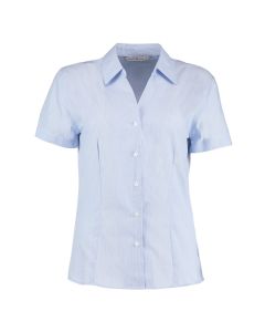 Kustom Kit Kustom Kit Women's Pinstripe Blouse Short Sleeved